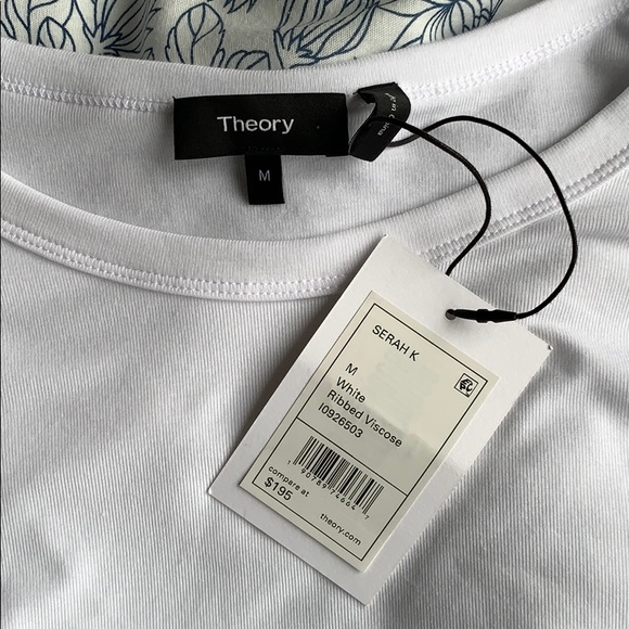 NWT Theory Serah K White Long Sleeve Side Tie Top - Picture 3 of 6